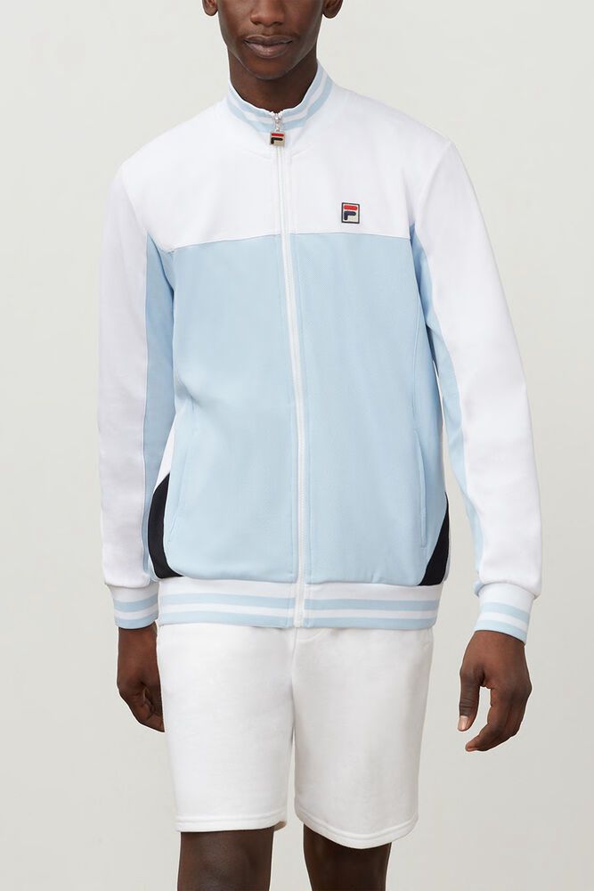 Fila Jacket Tiebreaker Track Mens Blue/White - India JSQ-690274